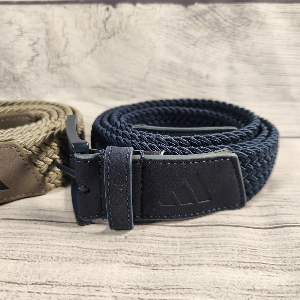 Adidas Mens 3 Pack Braided Stretch Golf Belts Gray Olive Navy Blue Woven